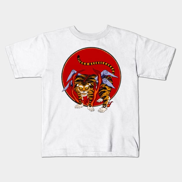 Minhwa: Flying Tiger A Type Kids T-Shirt by koreanfolkpaint